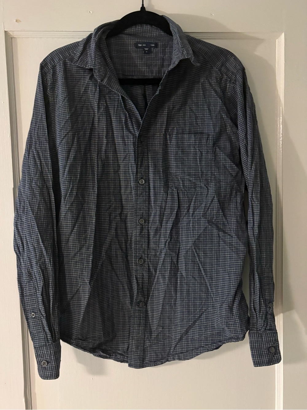 Gap Blue Plaid Long-Sleeve Button-Up Shirt